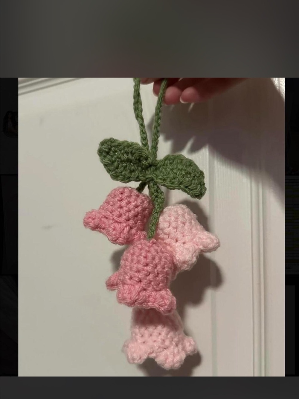 Handmade Pink Crochet Flower car charm